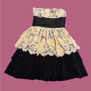 Betsey Johnson Black and Cream Lace Dress